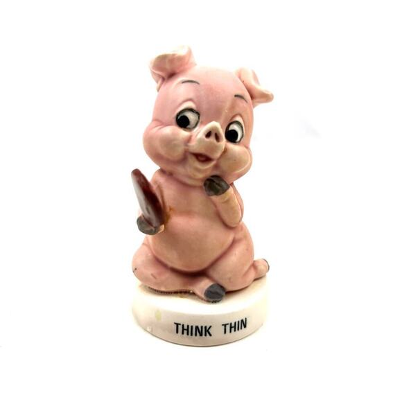VTG Norcrest Think Thin Pig Figurine Porcelain Japan MCM - Picture 9 of 10